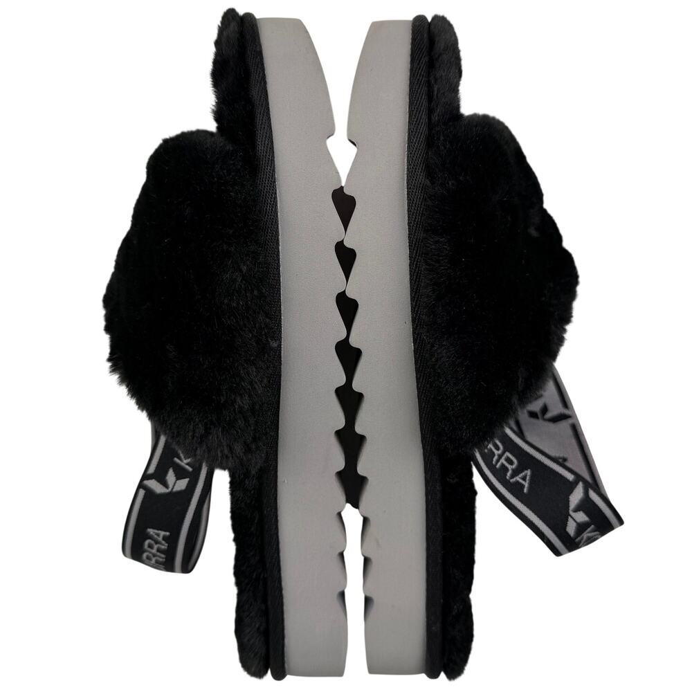 Koolaburra Ugg Faux Fur Back Strap Slide Slippers Black Size 7 - Picture 5 of 7